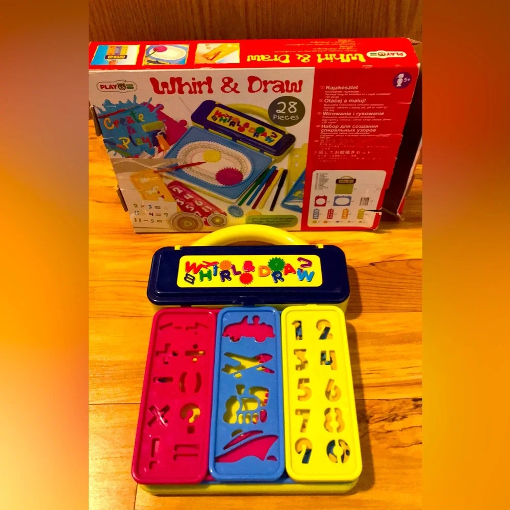 Whirl & Draw create spiral drawings stencils art set kit with box Ages 5+ FUN!!